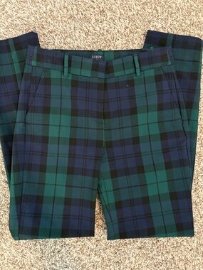 J. Crew Green and Navy Plaid Skinny Pants